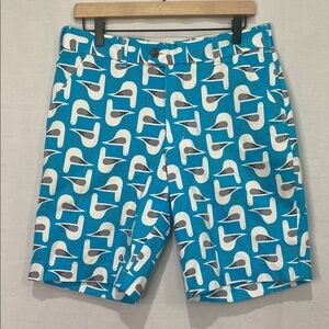 Loudmouth Men’s Size 32 Bodega Bay Golf Shorts - Seagulls - Flat front